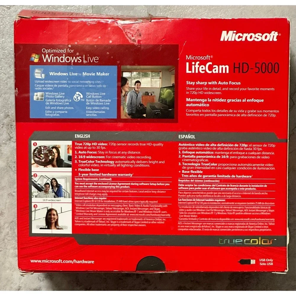 Microsoft LifeCam HD 5000 720p HD webcam -Black NOS